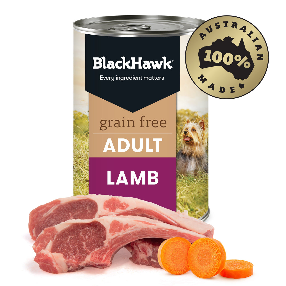 Black Hawk Wet Dog Food Tin Grain Free Lamb