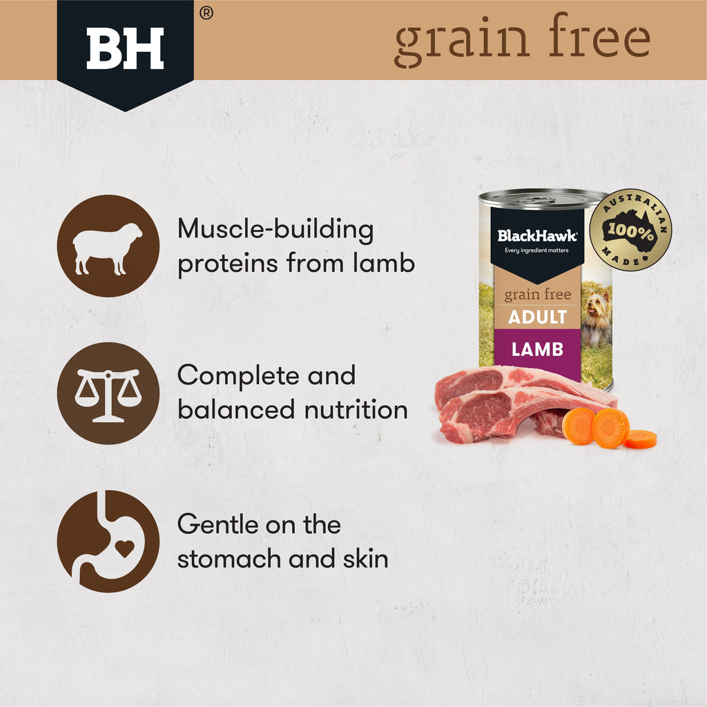 Black Hawk Wet Dog Food Tin Grain Free Lamb