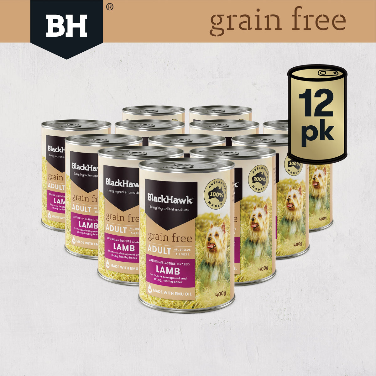 Black Hawk Wet Dog Food Tin Grain Free Lamb