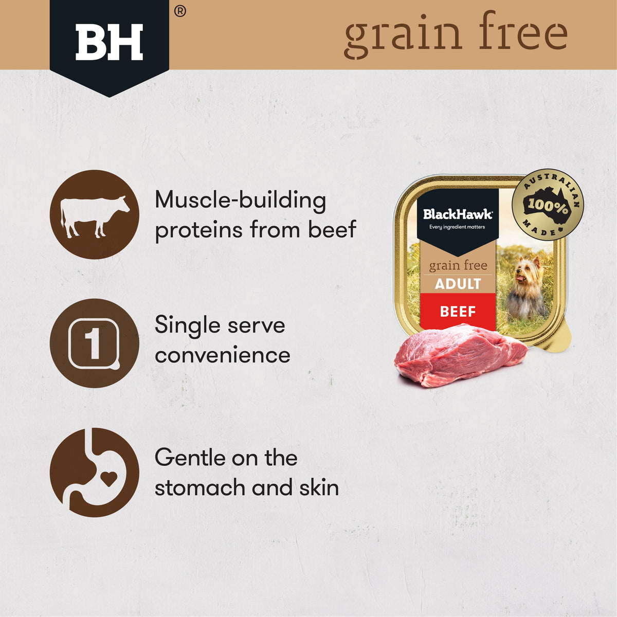 Black Hawk Wet Dog Food Tray Grain Free Beef