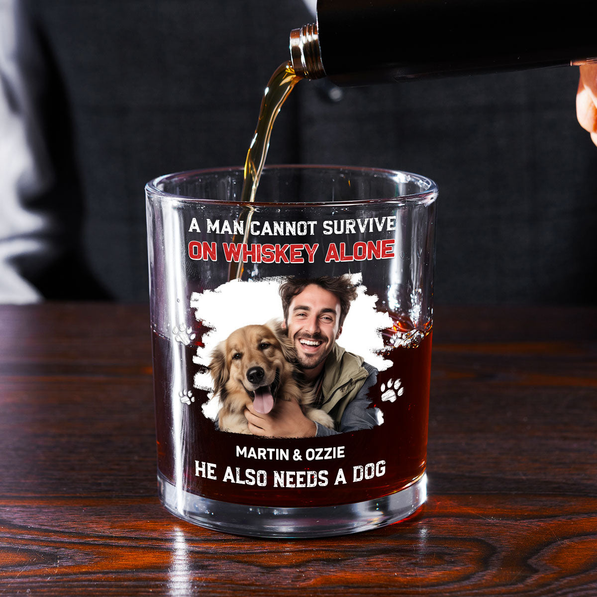 He Needs Dogs Photo - Personalized Whiskey Glass