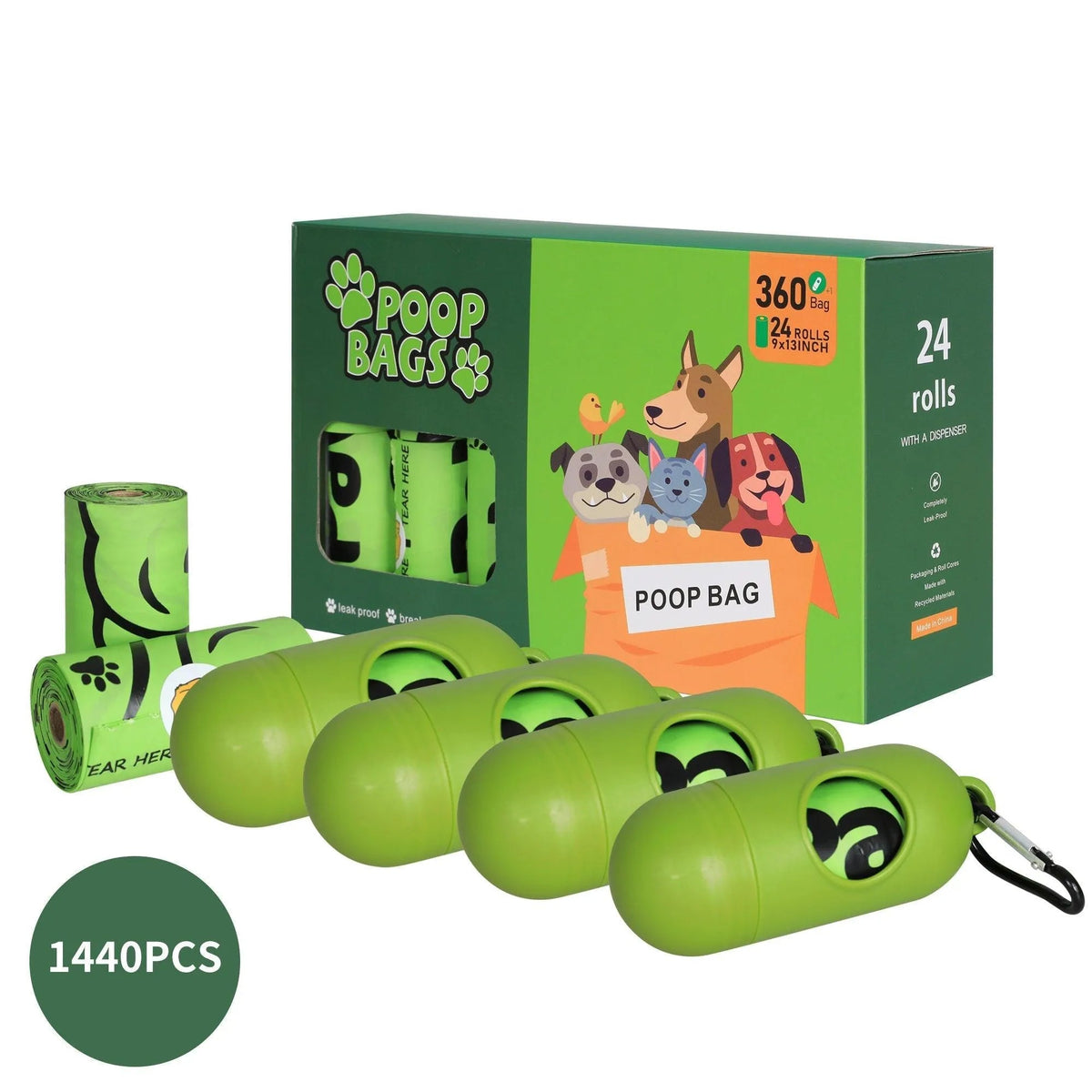 360pcs Biobased Dog Poop Bag With Dispenser