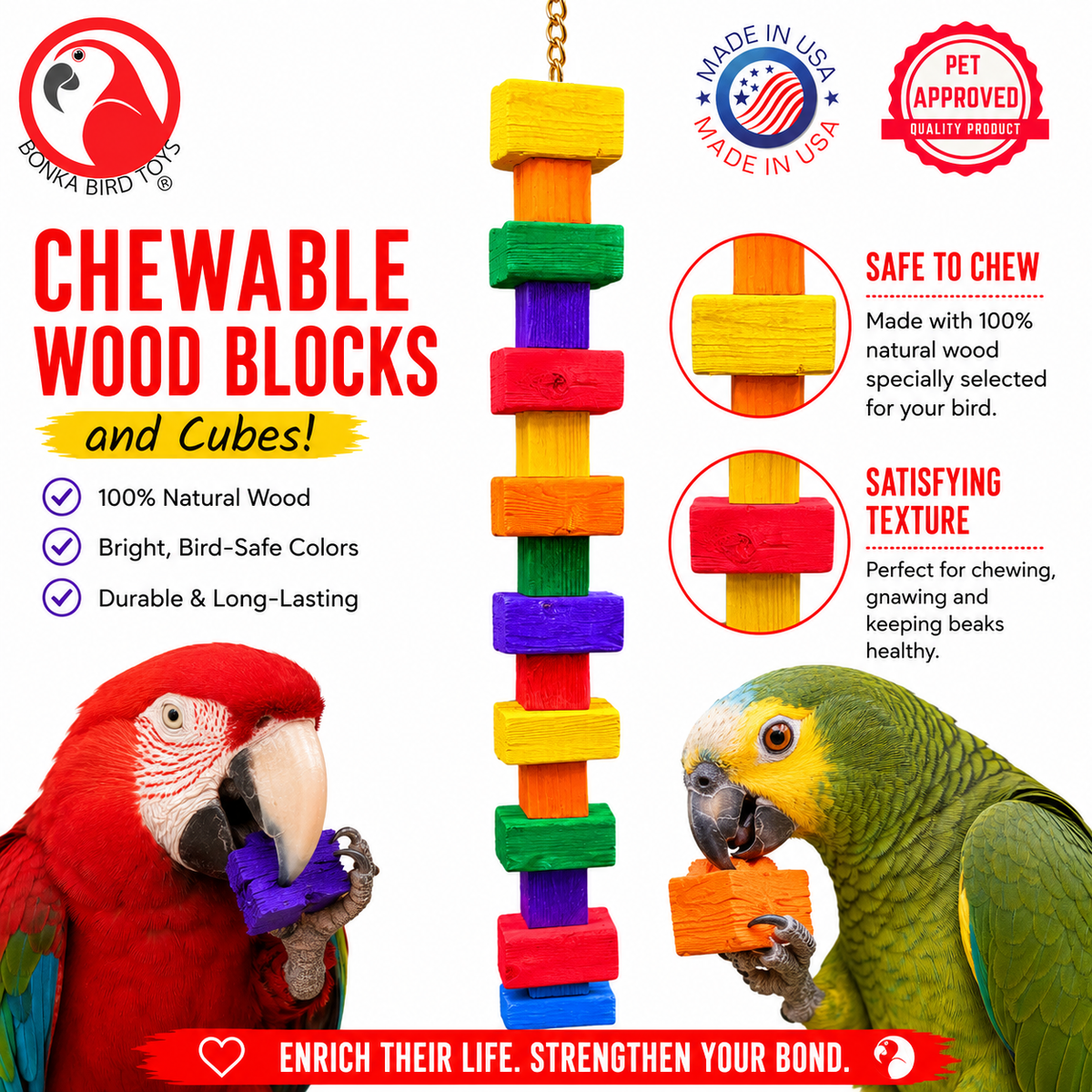 1183 Extra Long Big Bites Rainbow Wood Tower