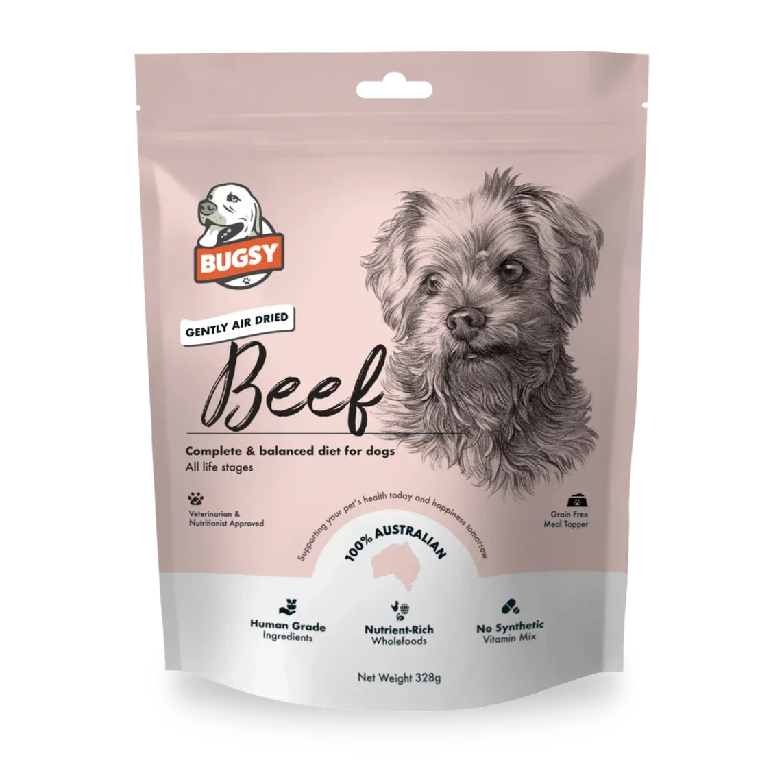 Bugsy's Premium Air Dried Raw Dog Food Beef