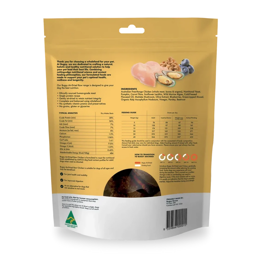 Bugsy's Premium Air Dried Raw Dog Food Chicken