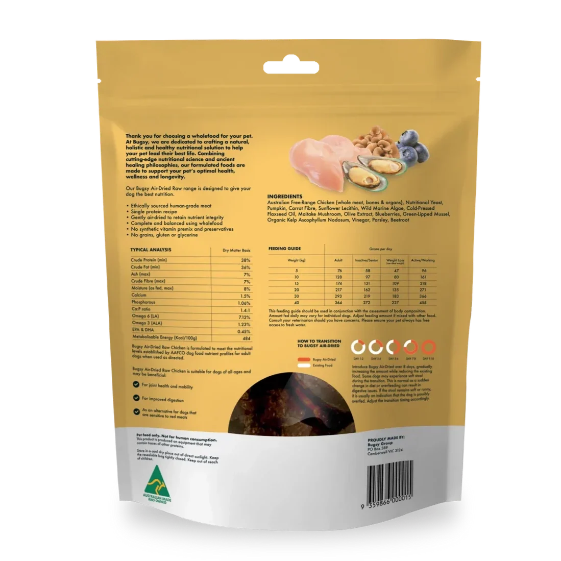 Bugsy's Premium Air Dried Raw Dog Food Chicken