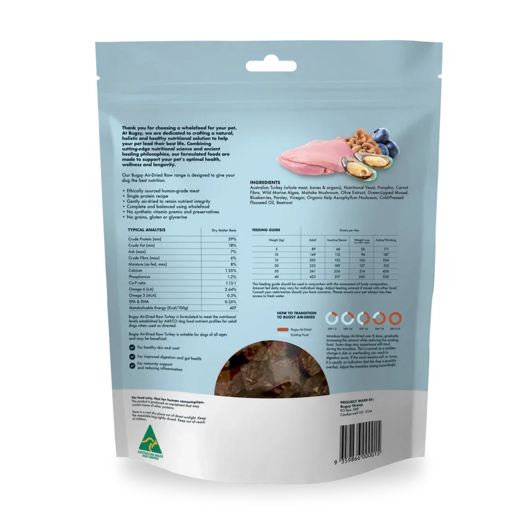 Bugsy's Premium Air Dried Raw Dog Food Turkey