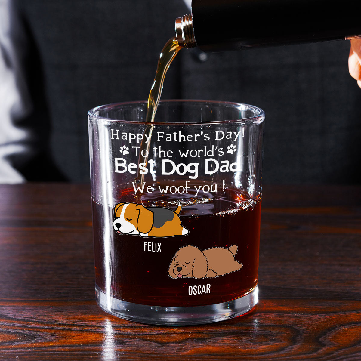 Woof Best Dog Dad Ever - Personalized Whiskey Glass