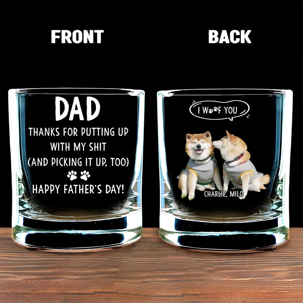 We Woof You With Love Upload Photo Version - Personalized Whiskey Glass