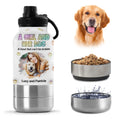 A Girl And Her Dog Photo - Personalized 3D Inflated Effect 30oz Water Bottle With Pet Bowl