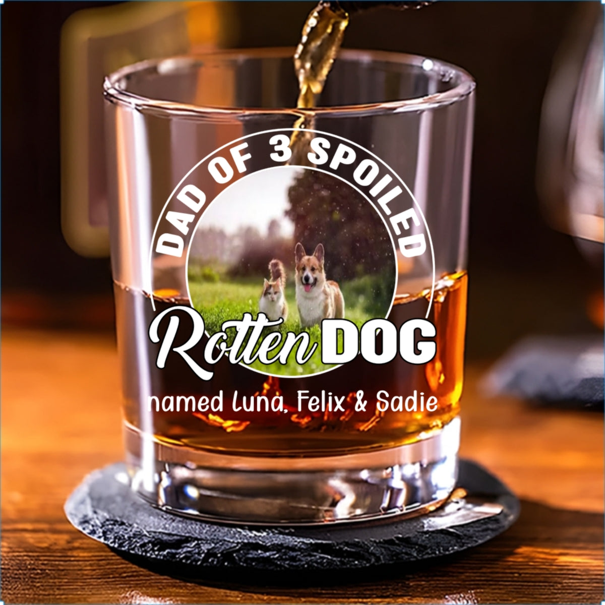 Rotten Dogs Photo - Personalized Whiskey Glass