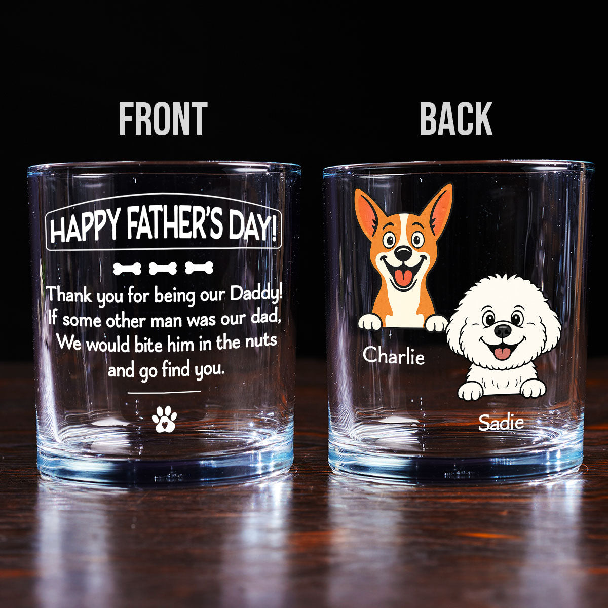 Pawsitively Lucky To Bark - Personalized Whiskey Glass