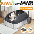 Stainless Steel Cat Litter Box Large Semi-Enclosed