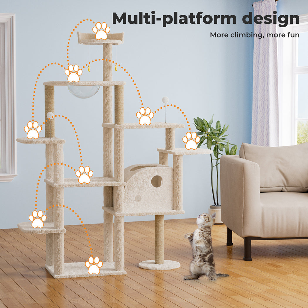 Wooden Multi-level Cat Tree Tower Large 172cm