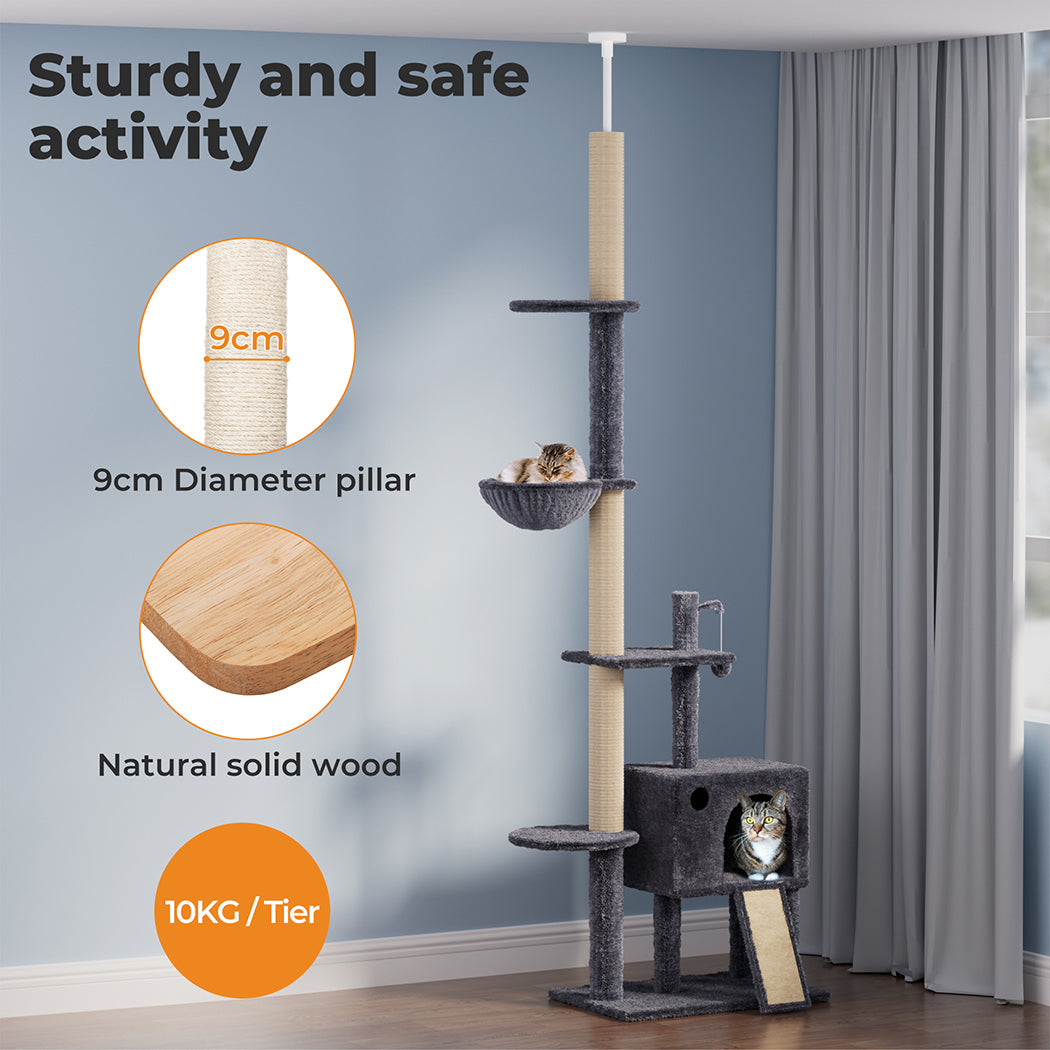Floor-to-Ceiling Cat Tree Scratching Condo