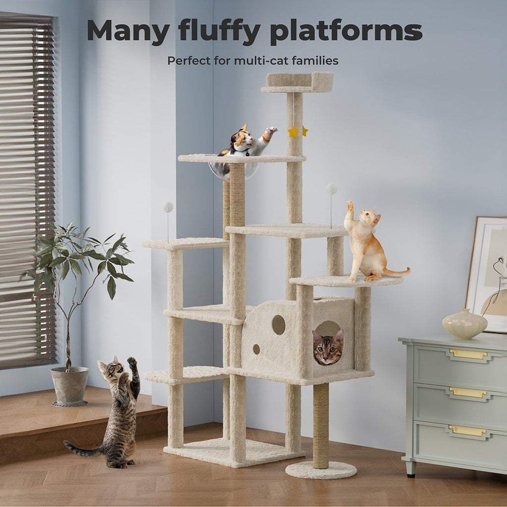 Wooden Multi-level Cat Tree Tower Large 172cm