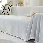 Chenille Blanket Herringbone Tassel Armchair Cover