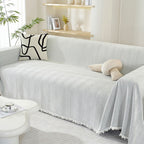 Chenille Blanket Herringbone Tassel Armchair Cover
