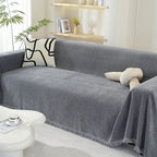 Chenille Blanket Herringbone Tassel Armchair Cover