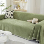 Chenille Blanket Herringbone Tassel Armchair Cover