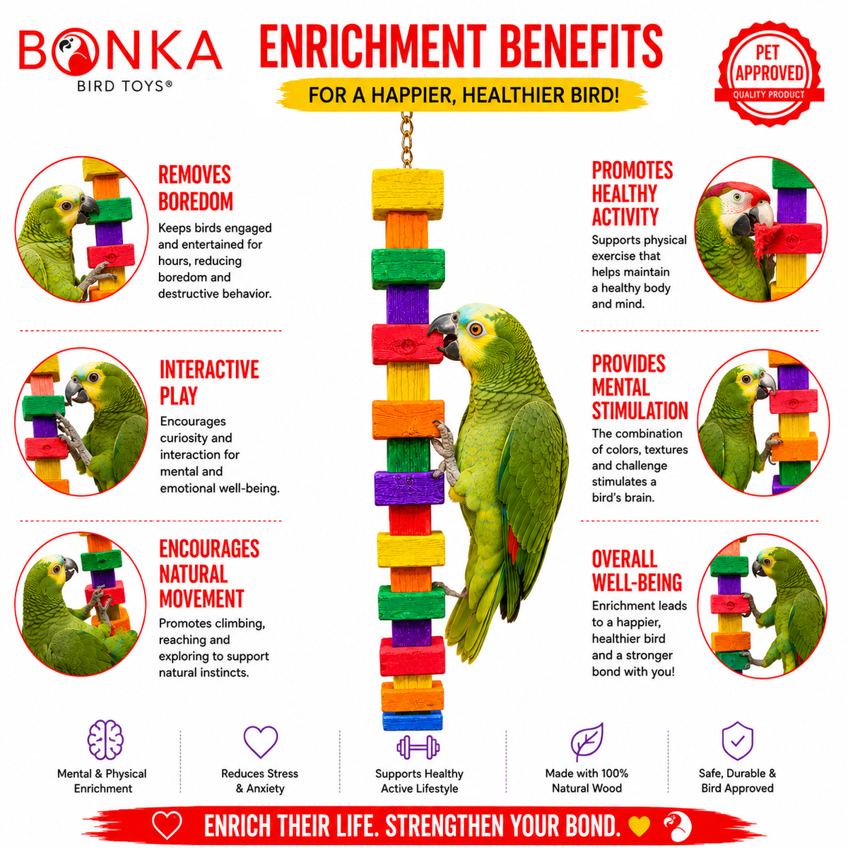 1183 Extra Long Big Bites Rainbow Wood Tower