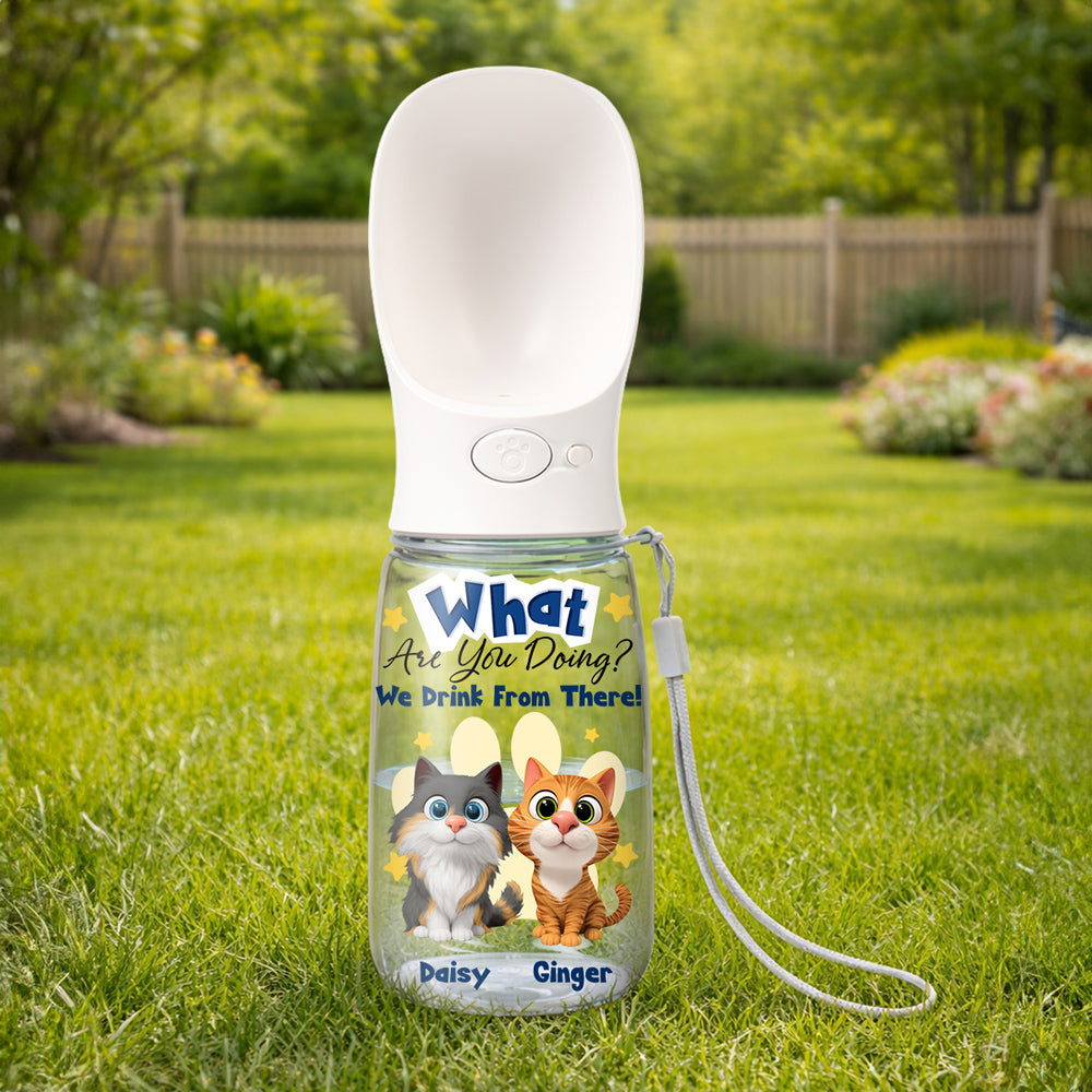 We Drink From There Ver Cat - Personalized Pet Water Bottle With Drinking Feeder