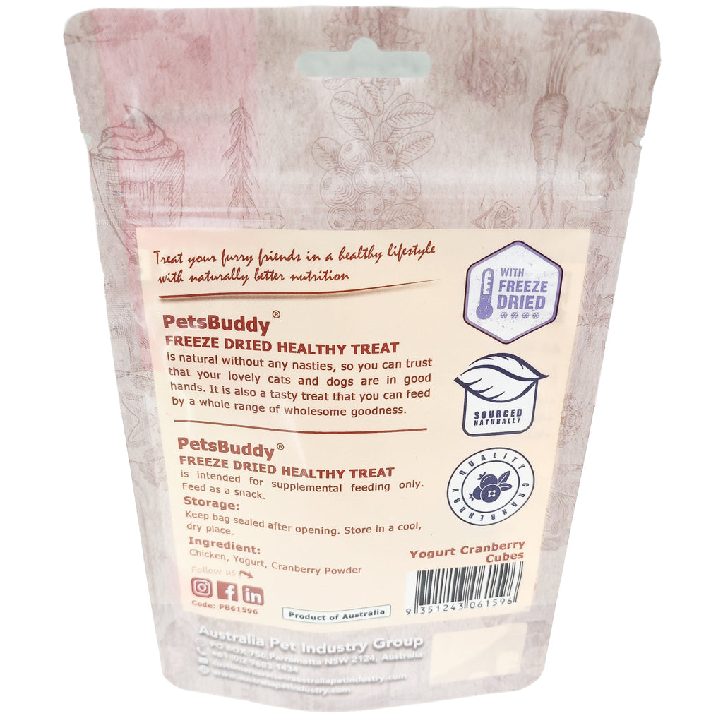 PetsBuddy Yoghurt Cranberry Cube Freeze Dried Dog & Cat Treats