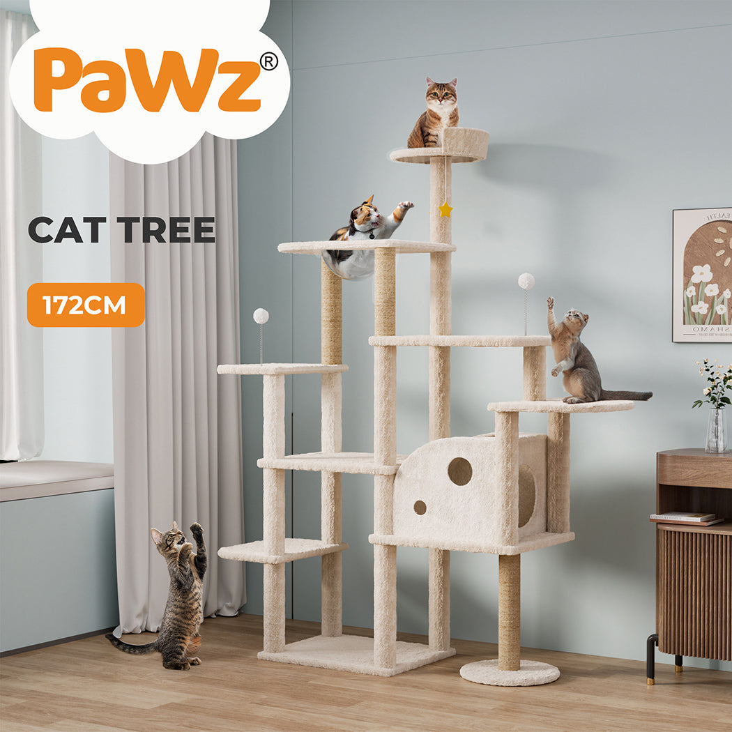 Wooden Multi-level Cat Tree Tower Large 172cm