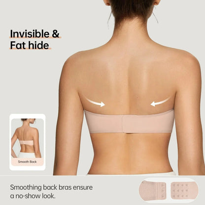 💖LAST DAY SALE 70% OFF!!💞Women's Strapless Bras Push Up Bandeau Bra Non Slip Wireless Supportive Padded Bras Seamless Comfortable Tube Jelly Bra