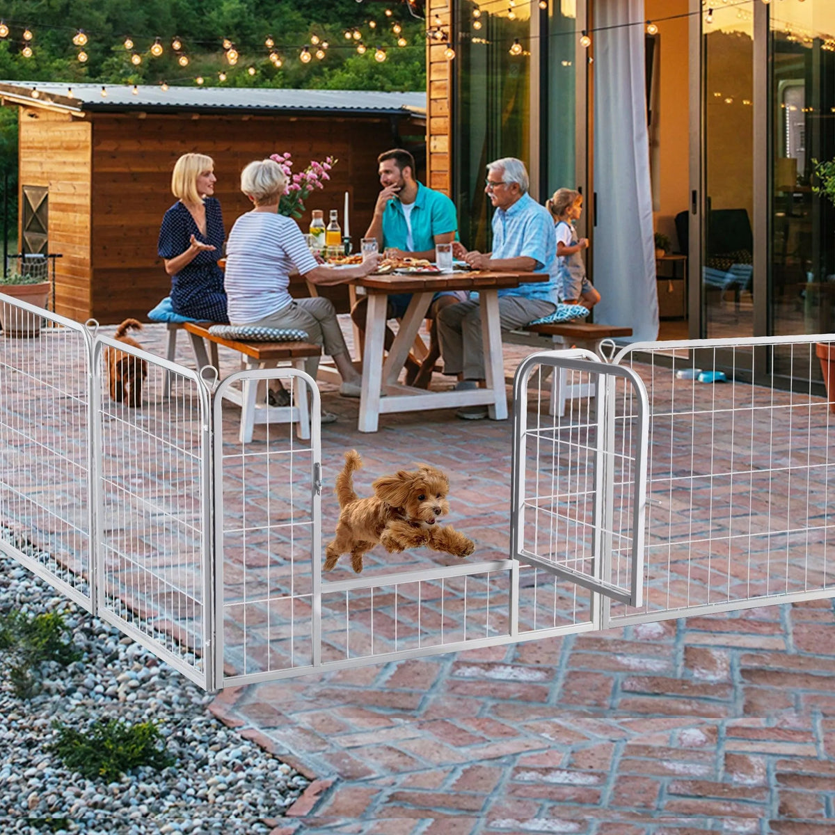 8 Panel Dog Playpen White