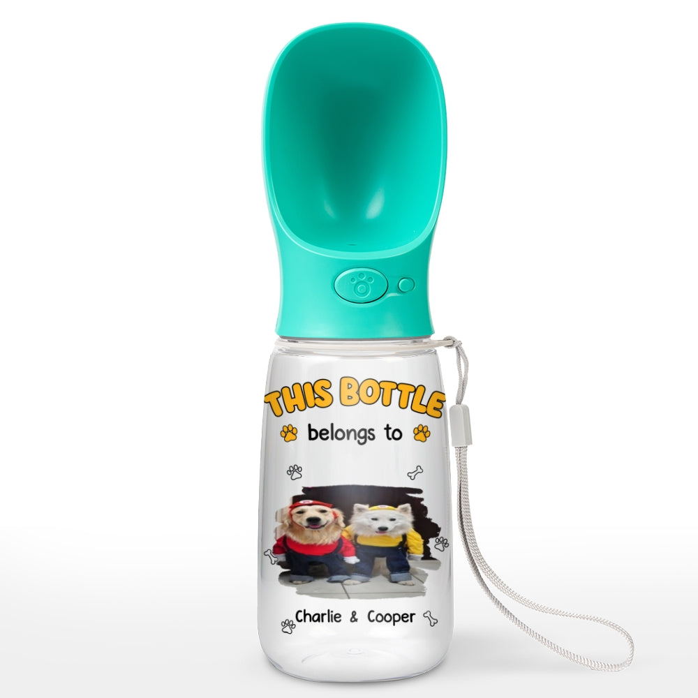 Belongs To Photo - Personalized Pet Water Bottle With Drinking Feeder