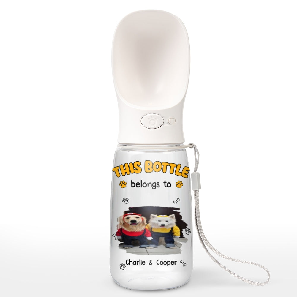 Belongs To Photo - Personalized Pet Water Bottle With Drinking Feeder