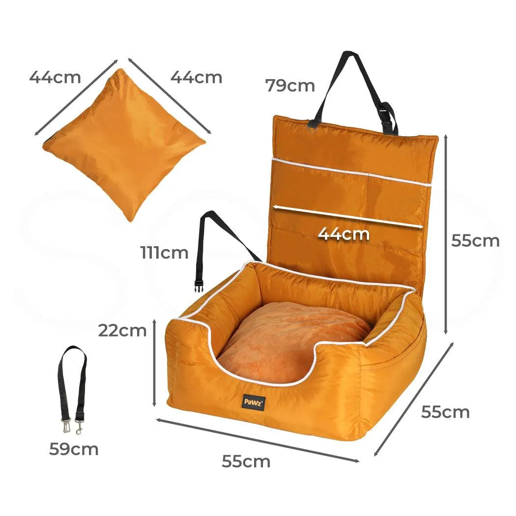 Dog Car Bed – Soft Car Dog Bed for Travel - Orange