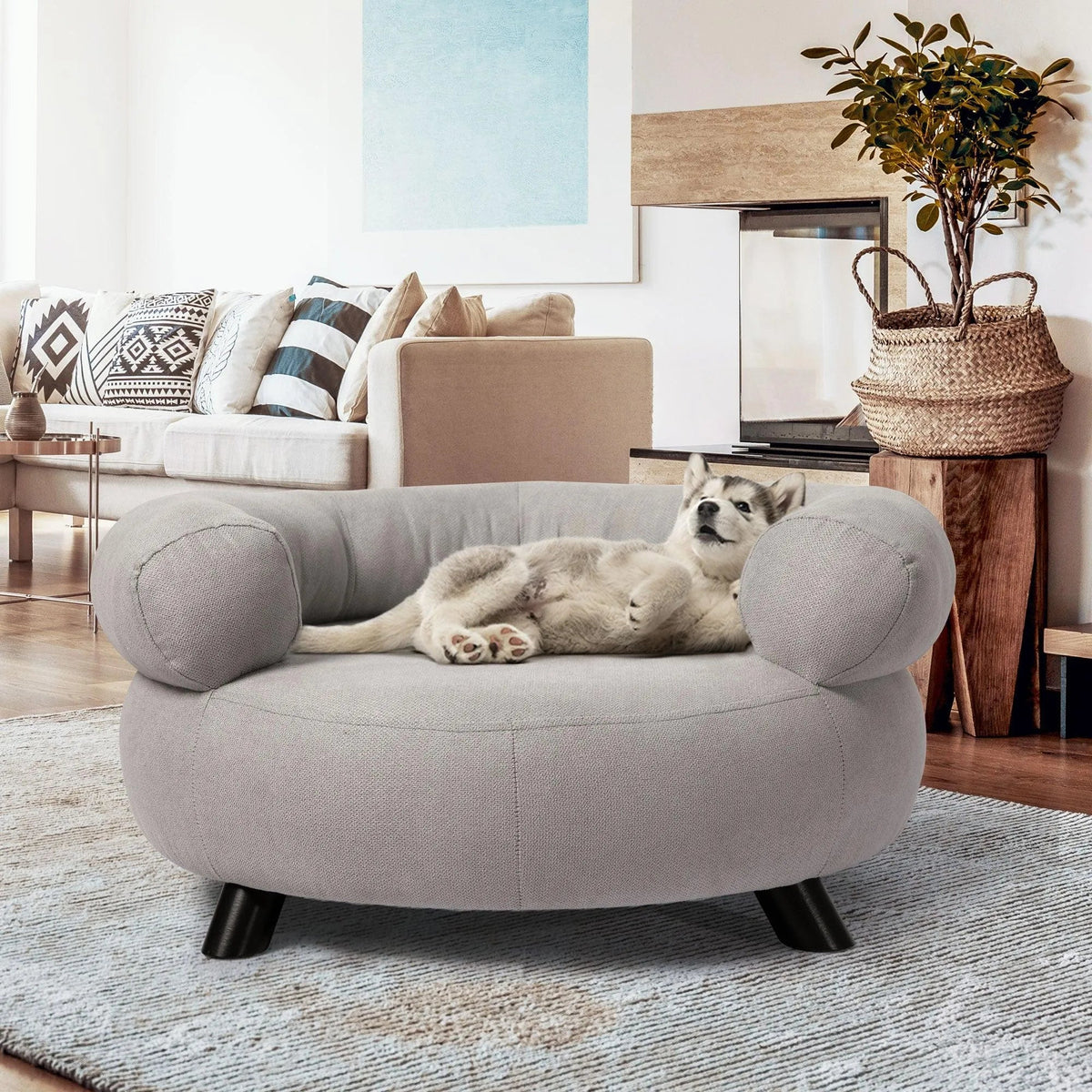 Pet Sofa Bed Soft Round Lounge Couch