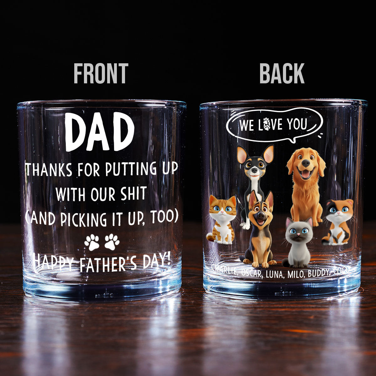 We Woof You With Love Pet Version - Personalized Whiskey Glass