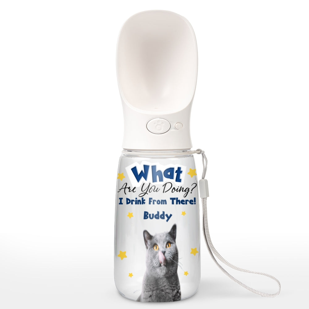 We Drink From There Ver Cat Photo - Personalized Pet Water Bottle With Drinking Feeder