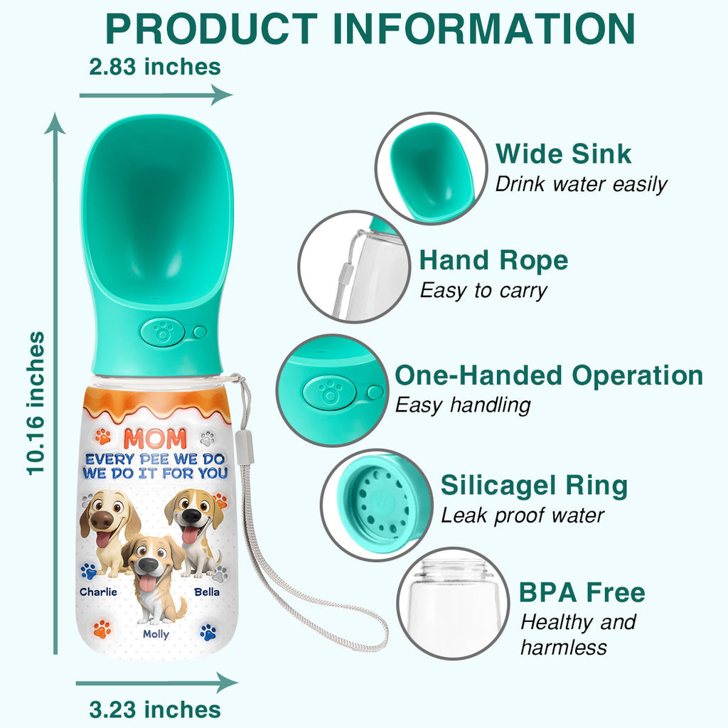 We Do It For You - Personalized Pet Water Bottle With Drinking Feeder