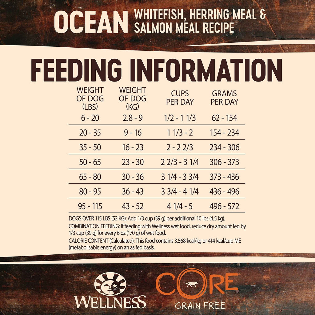 Wellness Core Dry Dog Food Grain Free Ocean: Whitefish, Herring & Salmon