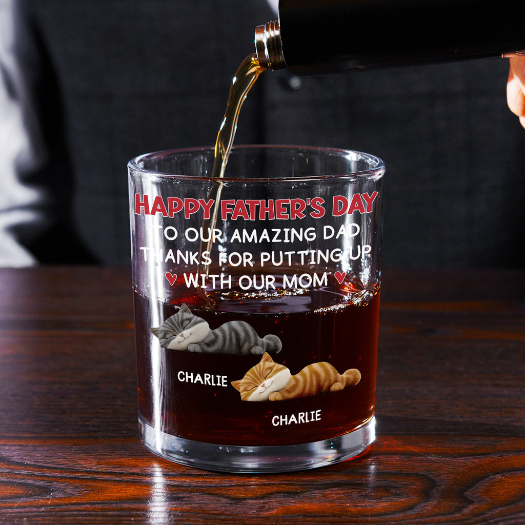 Putting Up With Cat Mom Mum - Personalized Whiskey Glass