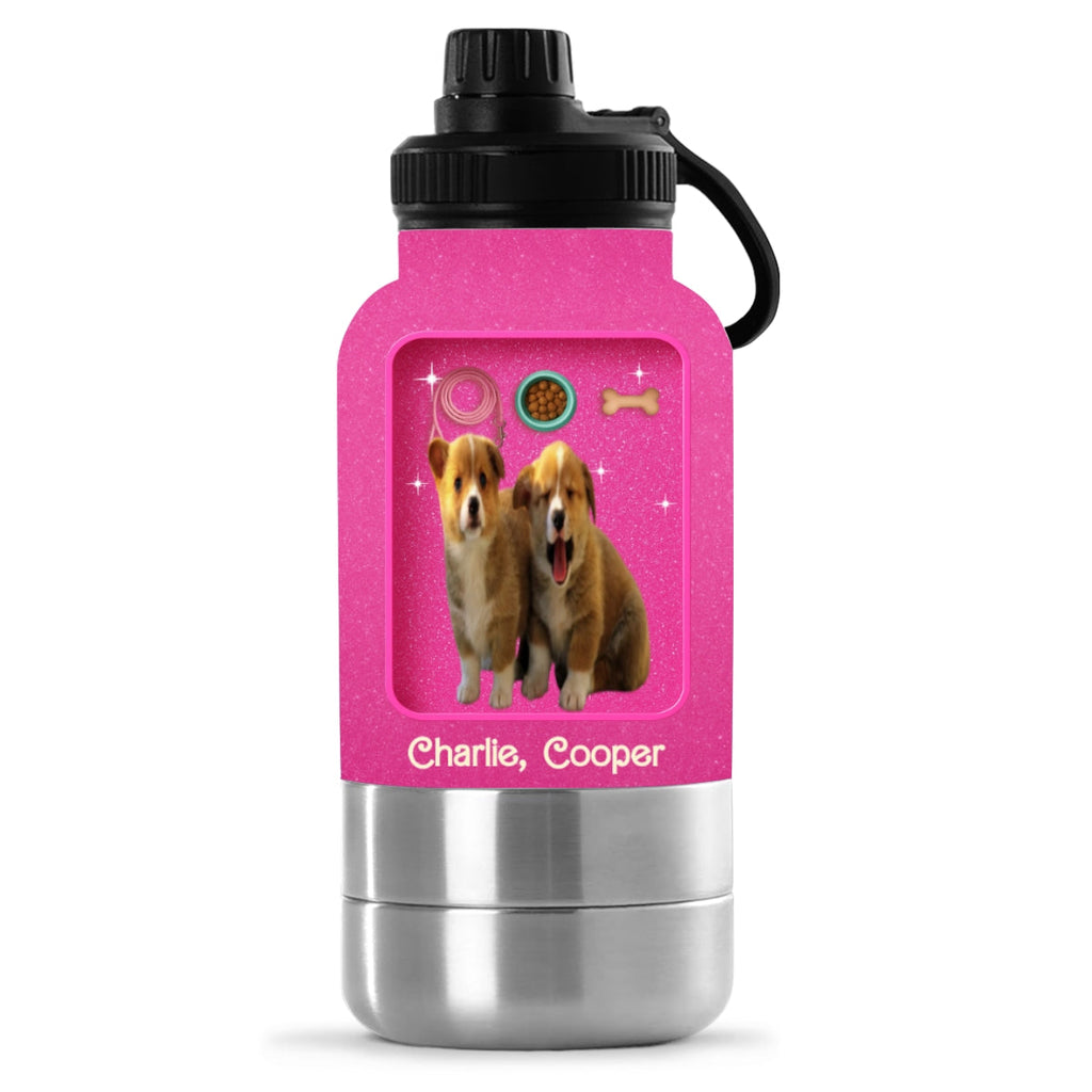 Best Dog Mom Photo - Personalized 30oz Water Bottle With Pet Bowl