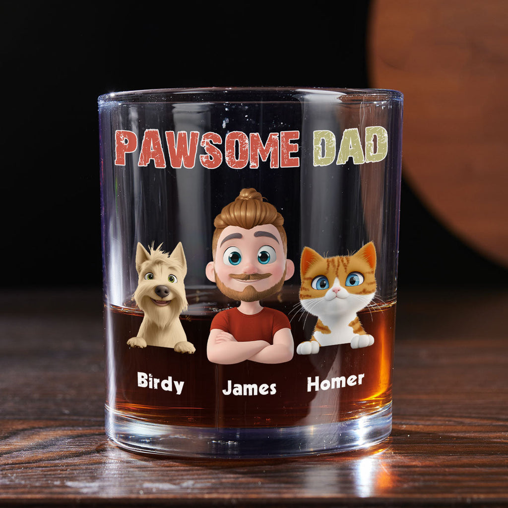 Pawsome Dad Version 2 - Personalized Whiskey Glass