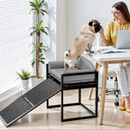 Elevated Pet Sofa Bed with Stairs Ramp for Bed Bedside Lounge or Dog Window Perch