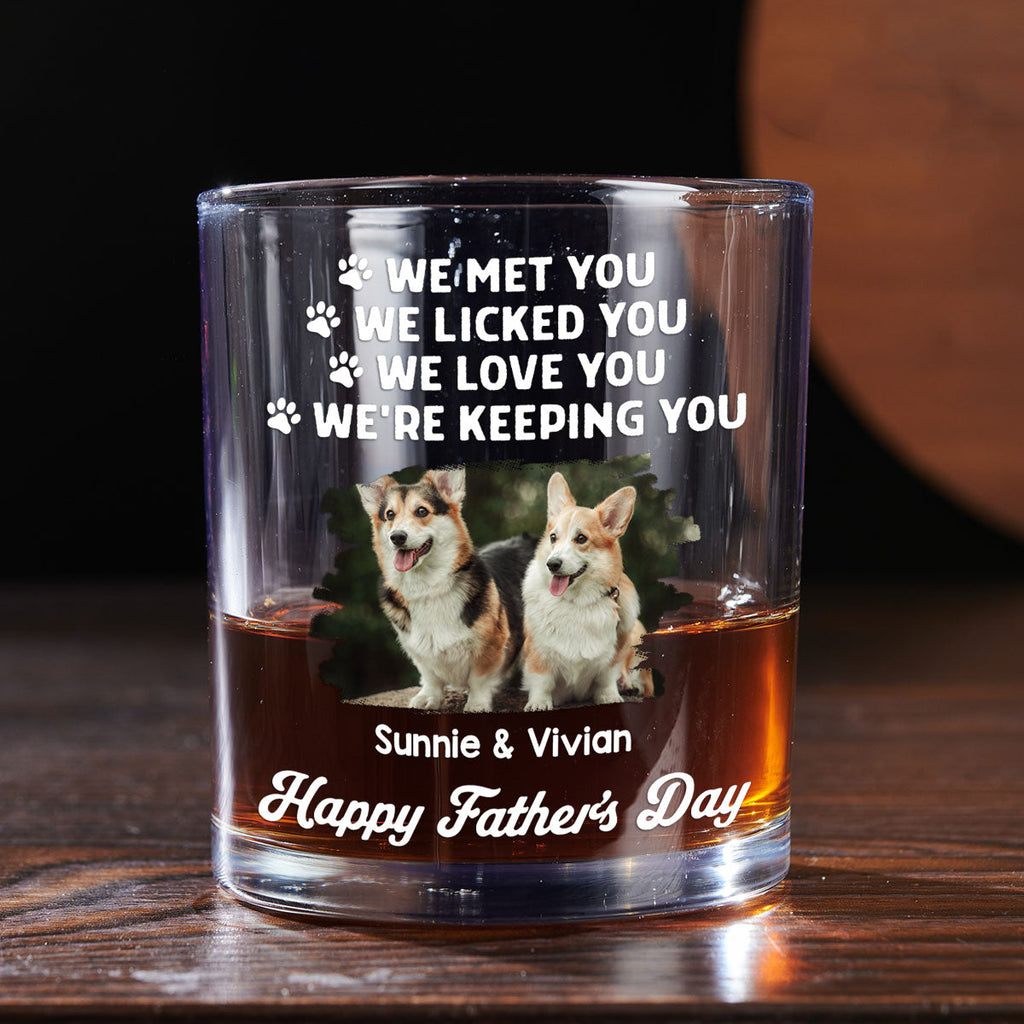 Retro Dog Sleeping Lick You Photo - Personalized Whiskey Glass