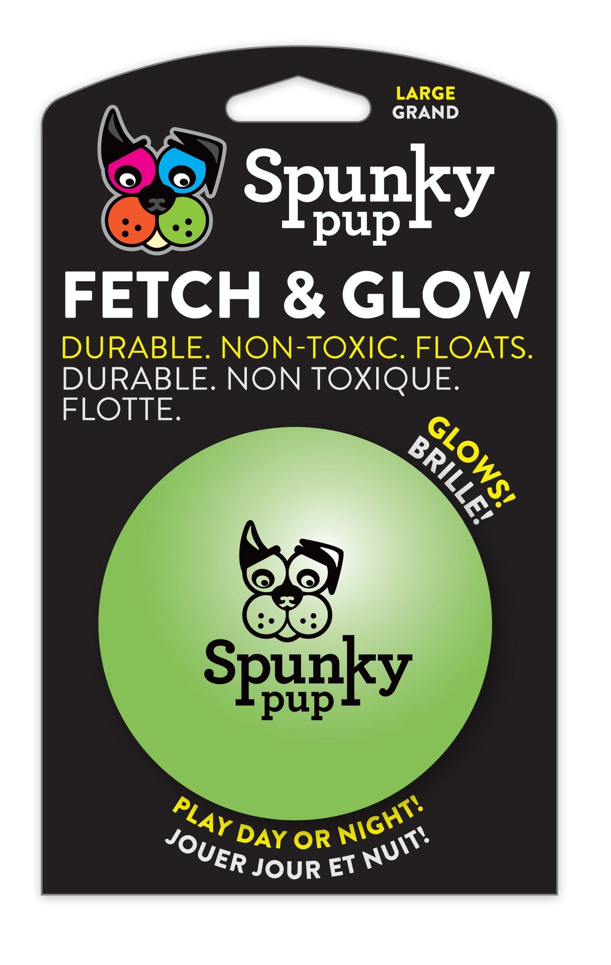 Spunky Pup Dog Toy Fetch & Glow Ball Assorted Colour