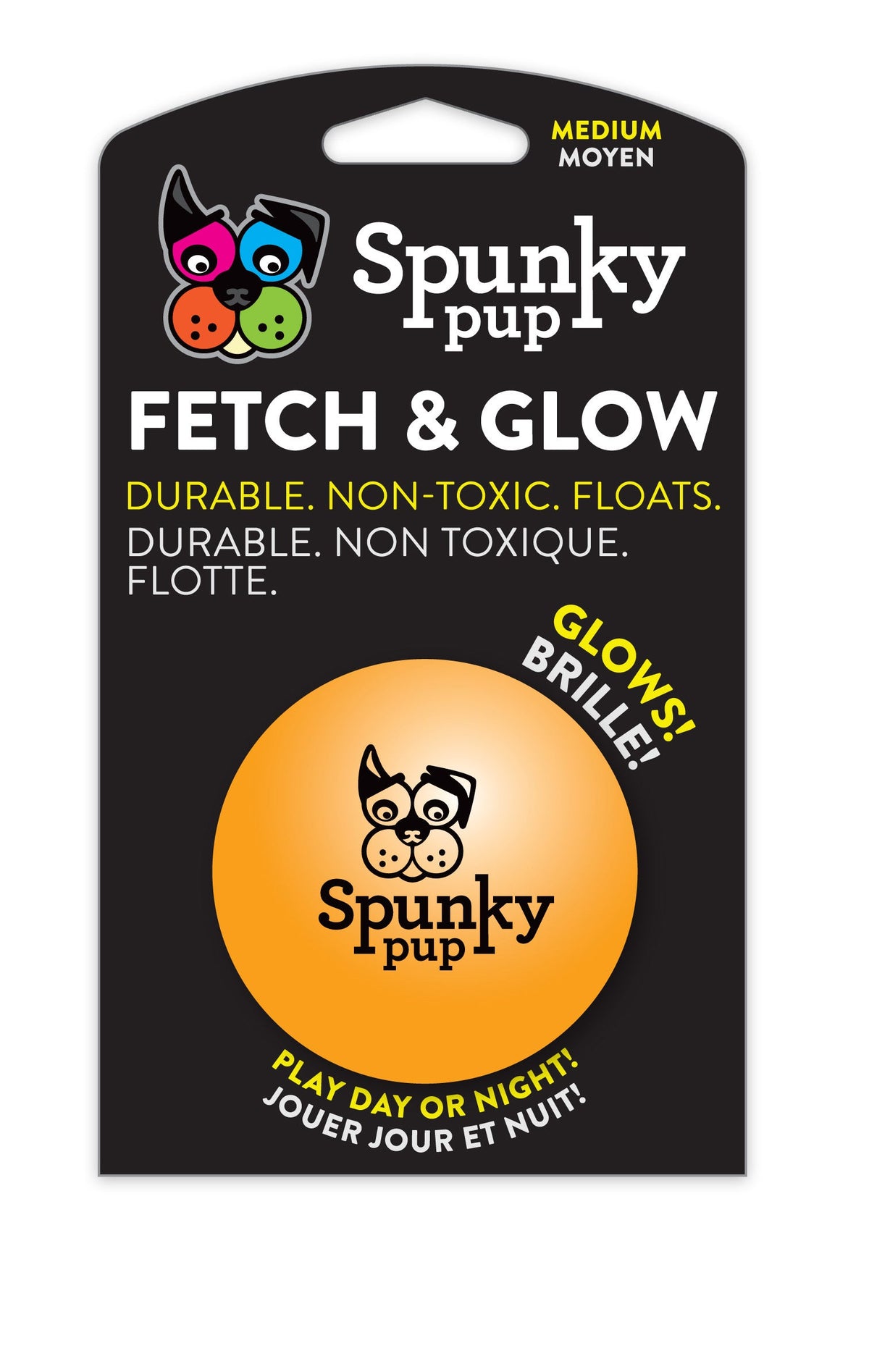 Spunky Pup Dog Toy Fetch & Glow Ball Assorted Colour