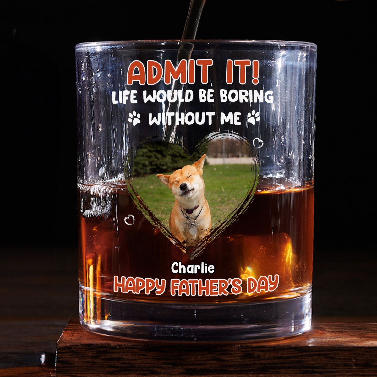 Admit It Orange Photo - Personalized Whiskey Glass