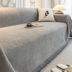 Cream Chenille Textured Pet-Friendly Anti-Scratch Throw Couch Cover
