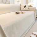 Cream Chenille Textured Pet-Friendly Anti-Scratch Throw Couch Cover