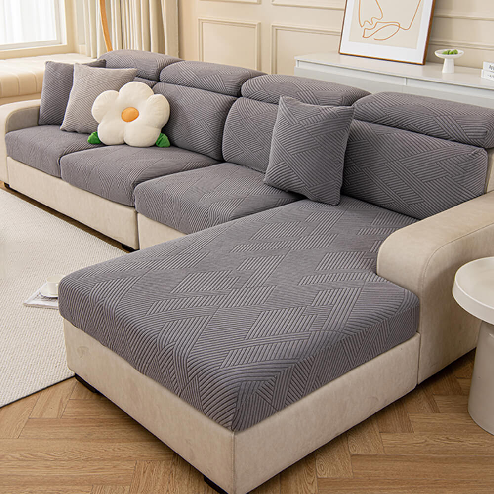 Modern Geometric Stretch Full-Wrap Magic Sectional Couch Cover