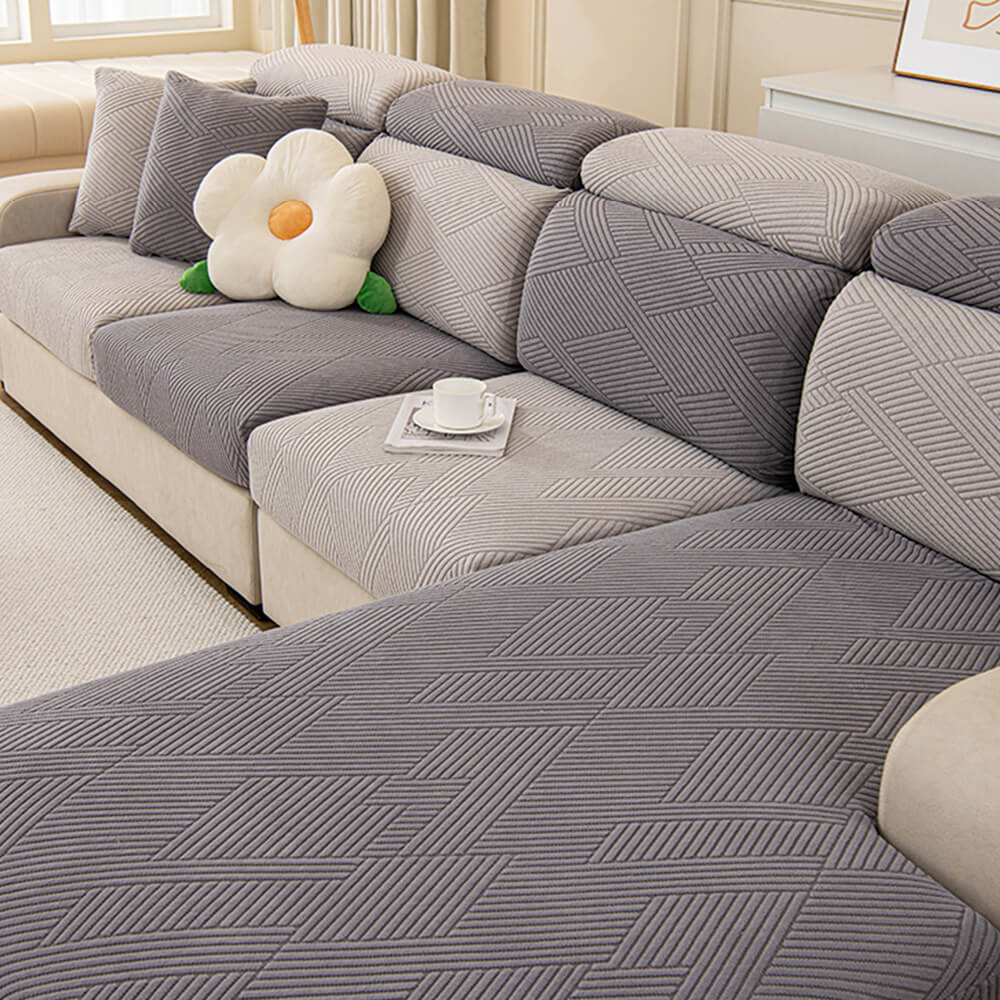Modern Geometric Stretch Full-Wrap Magic Sectional Couch Cover